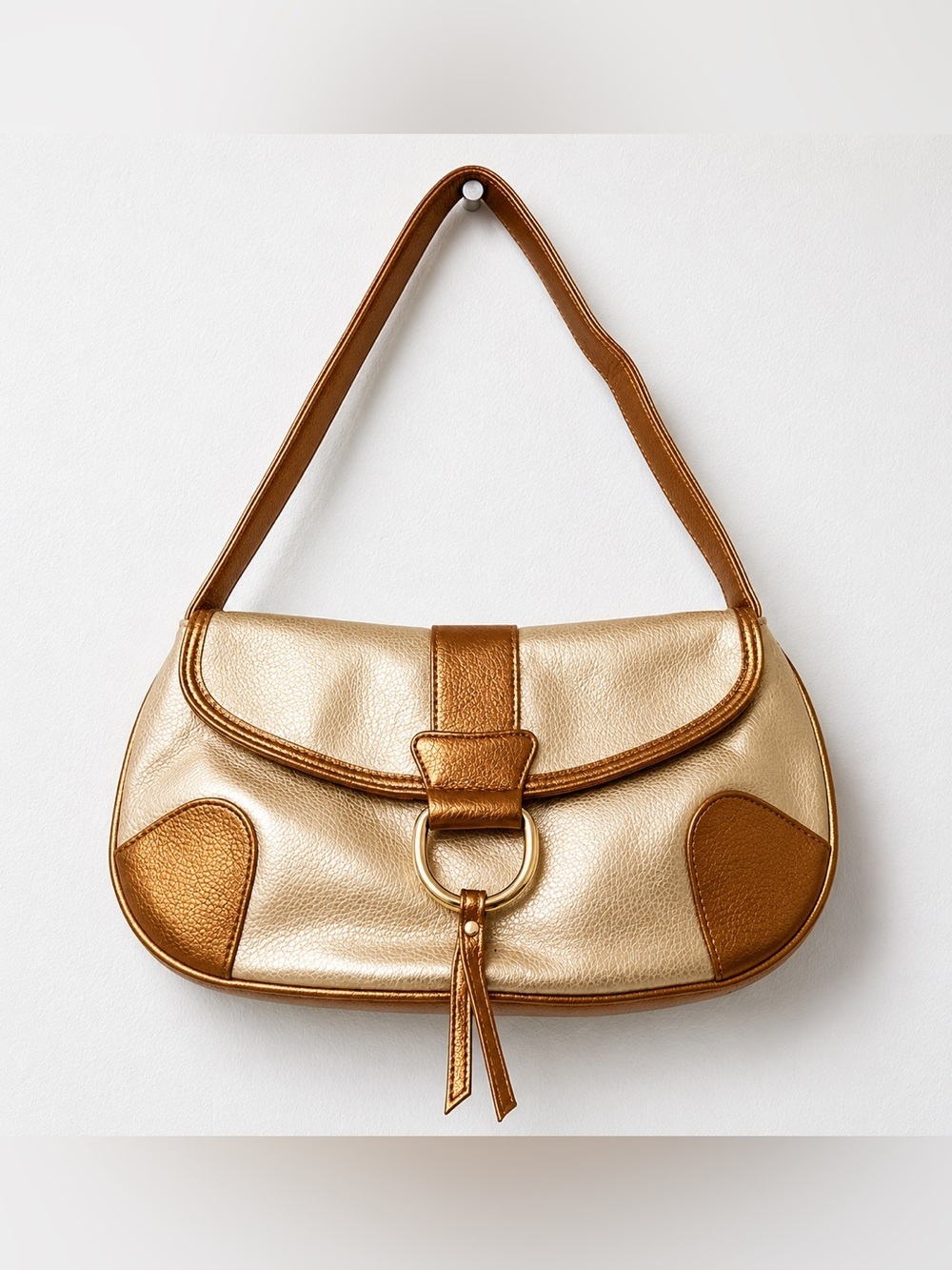 Elizabeth Arden Metallic Gold Shoulder Bag Hobo Purse